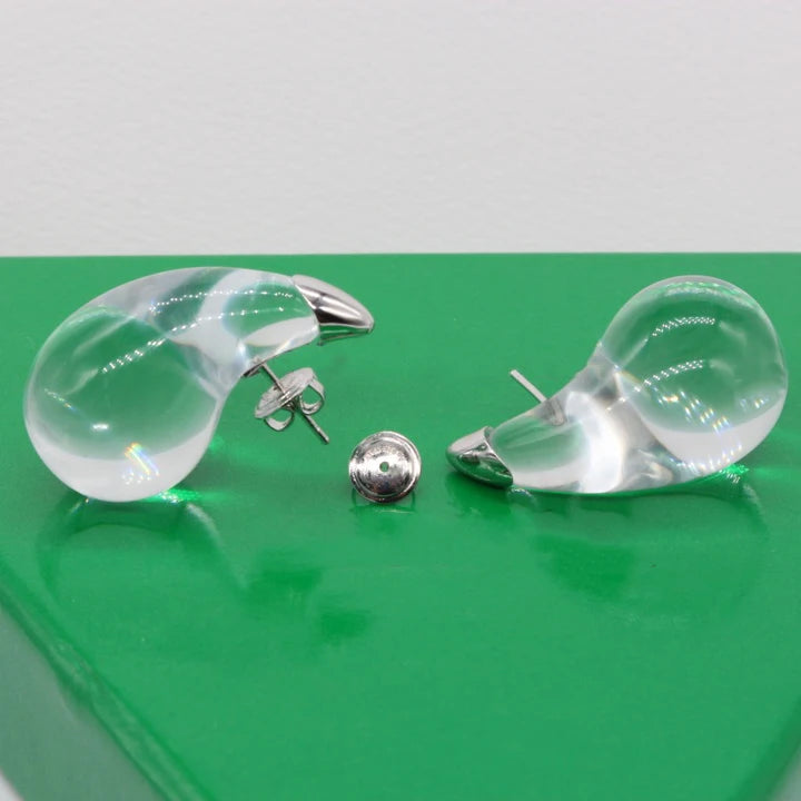 Boucle D'oreille Goutte D'eau Transparente