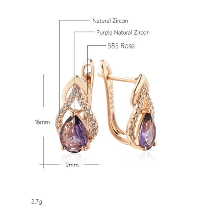 Boucle D'oreille femme Goutte D'eau Mauve