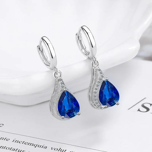 Boucles D'oreilles Goutte D'eau Bleu